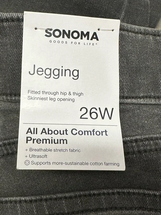 Sonoma Women’s NEW Pull On Faded Black Stretch Skinny Jeans Sz 26 W Leggings - Picture 6 of 7